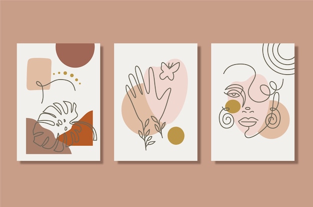 Hand drawn flat design boho wall art