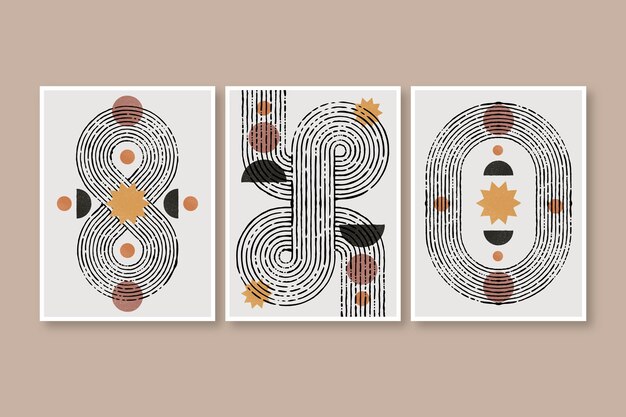 Arte della parete boho di design piatto disegnato a mano