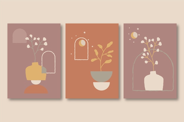 Hand drawn flat design boho wall art