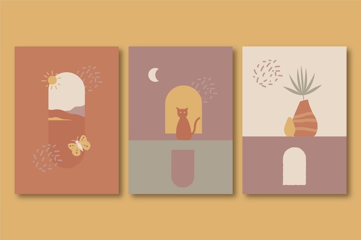 Free Vector hand drawn flat design boho wall art