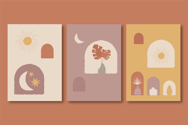 Free vector hand drawn flat design boho wall art