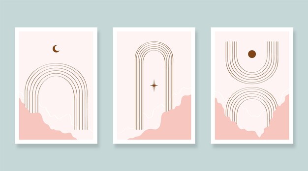 Hand drawn flat design boho wall art