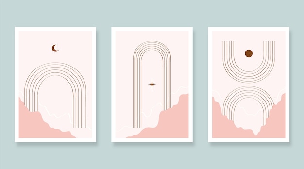 Hand drawn flat design boho wall art