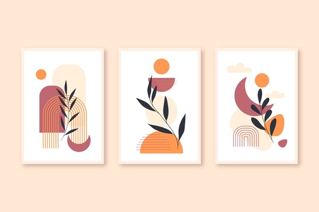 Hand drawn flat design boho wall art