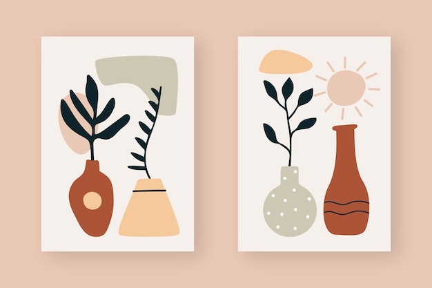 Hand drawn flat design boho wall art