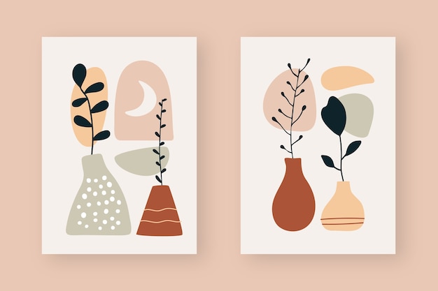 Hand drawn flat design boho wall art