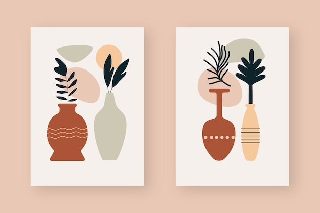 Hand drawn flat design boho wall art