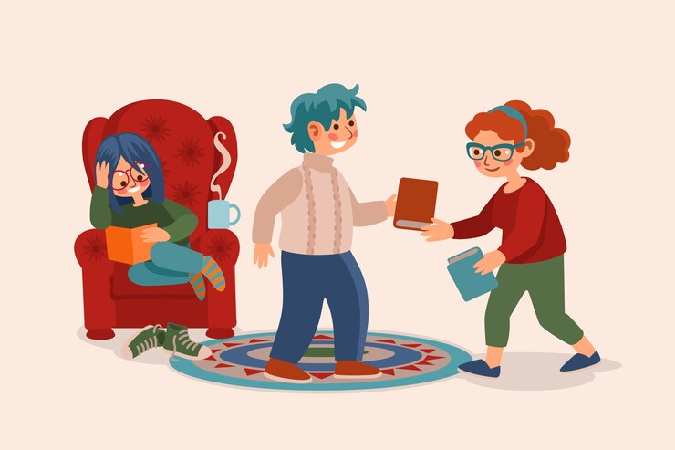 Free Vector hand drawn flat design book club illustration