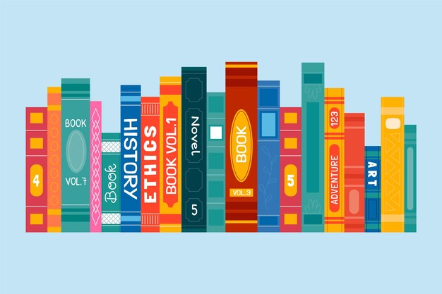 Hand drawn flat design book spine illustration