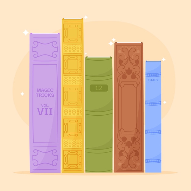 Free vector hand drawn flat design book spine illustration