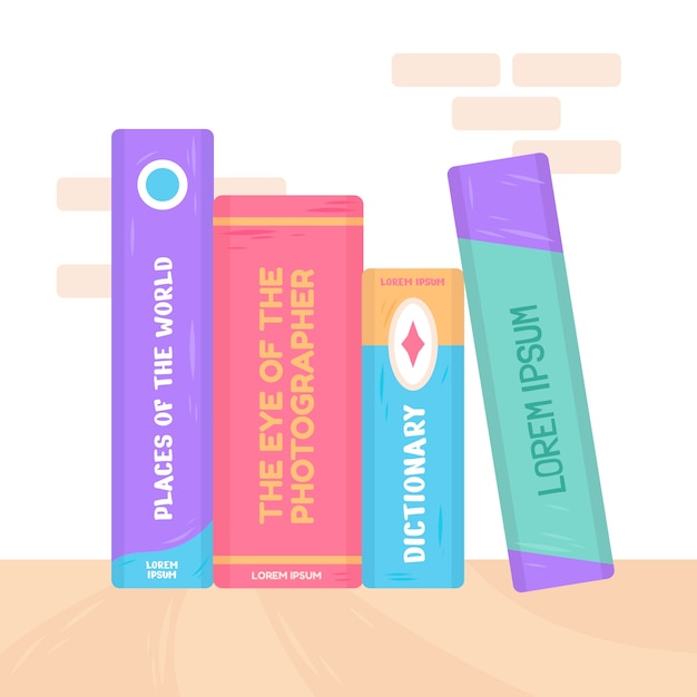 Hand drawn flat design book spine illustration