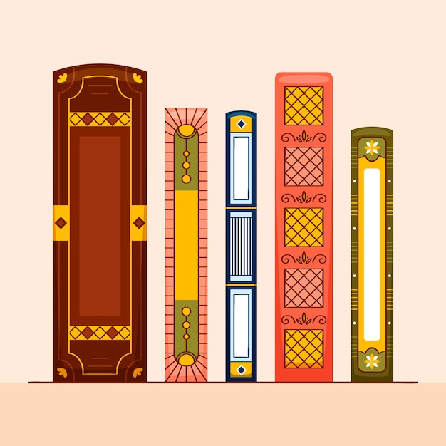 Free vector hand drawn flat design book spine