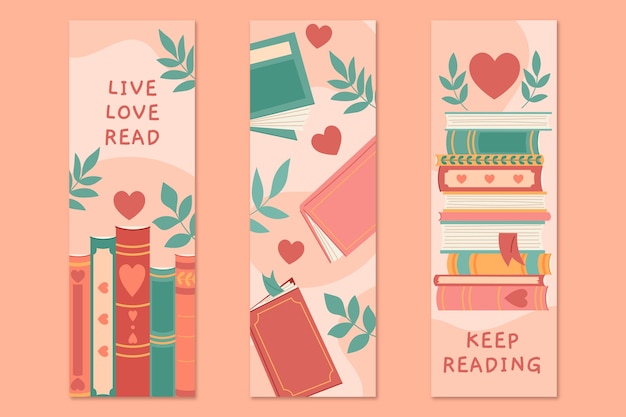 Hand drawn flat design bookmark design