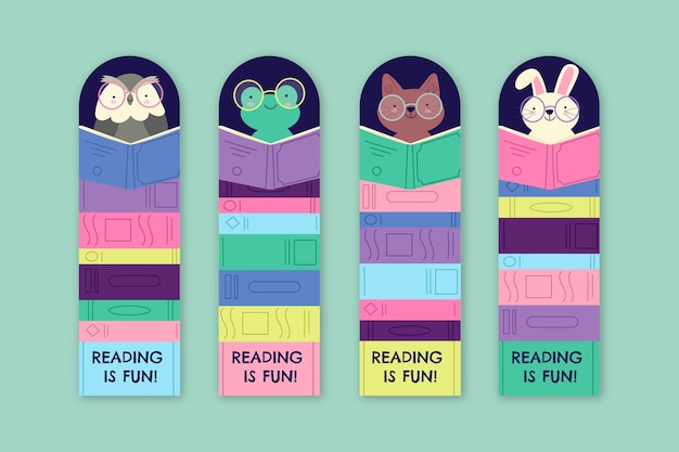 Free vector hand drawn flat design bookmark design