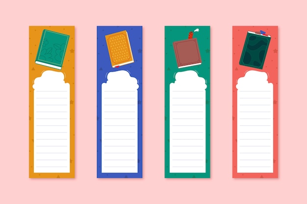 Free vector hand drawn flat design bookmark set