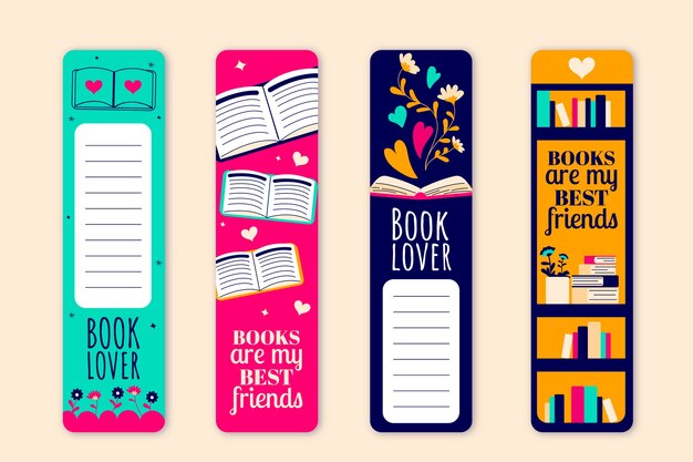 Hand drawn flat design bookmark template