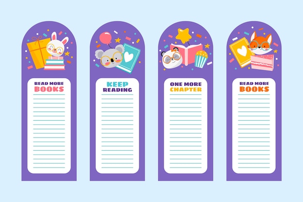 Hand drawn flat design bookmark template