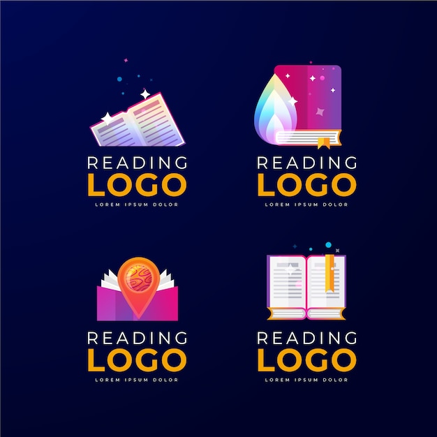 Hand drawn flat design bookstore logo template