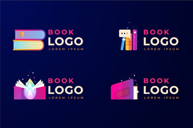 Hand drawn flat design bookstore logo template