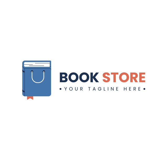 Hand drawn flat design bookstore logo template