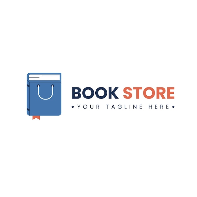Ручной обращается плоский дизайн шаблона логотипа книжного магазина