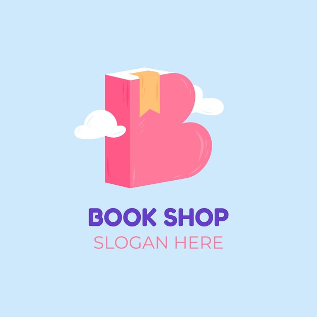 Hand drawn flat design bookstore logo