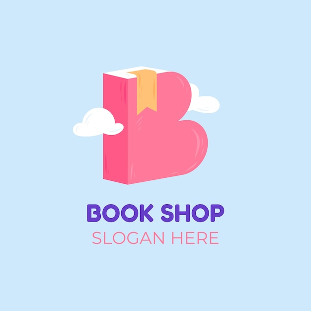 Ручной обращается плоский дизайн логотипа книжного магазина