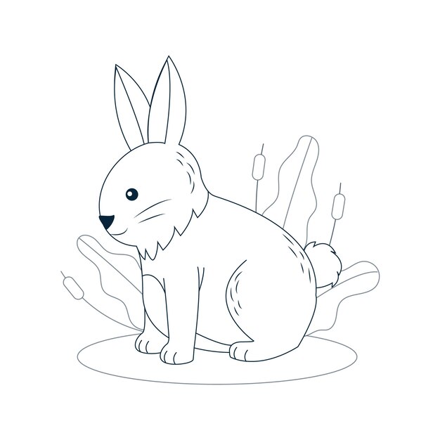 Hand drawn flat design bunny outline