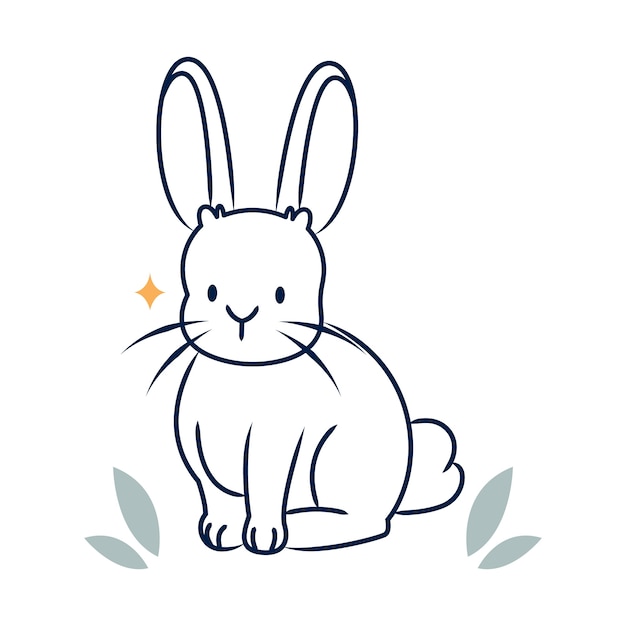 Hand drawn flat design bunny outline