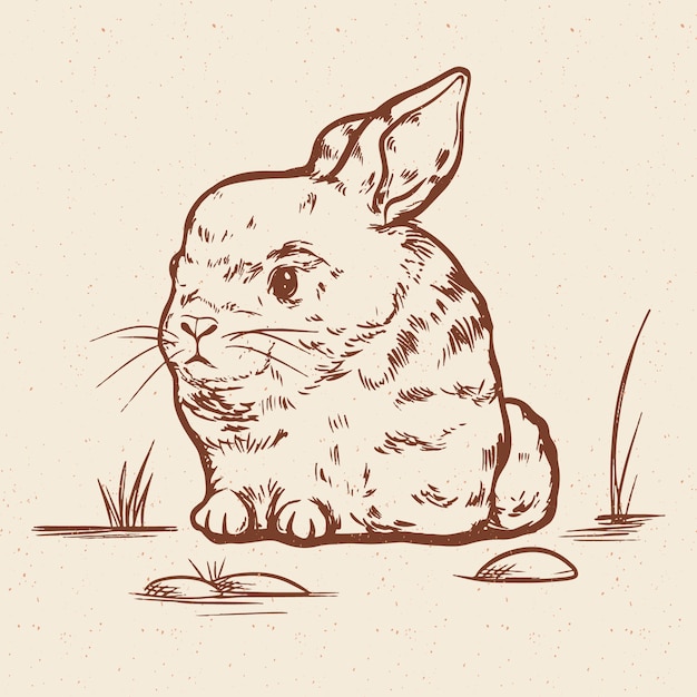 Hand drawn flat design bunny outline