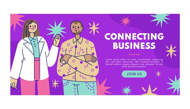 Hand drawn flat design business people banner