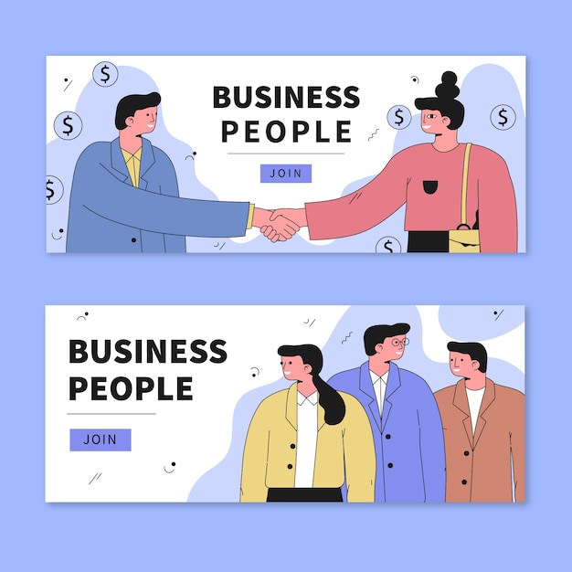 Free vector hand drawn flat design business people banner