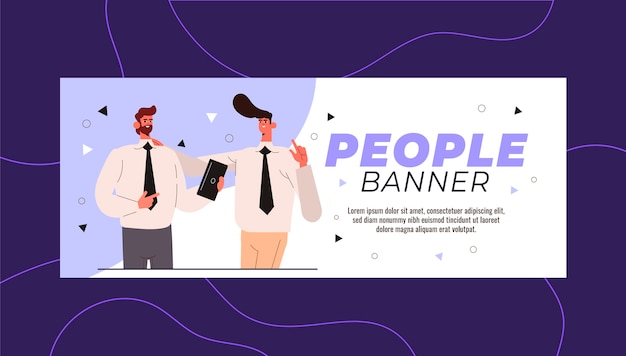 Hand drawn flat design business people banner