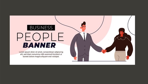 Hand drawn flat design business people banner