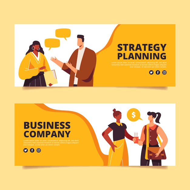 Hand drawn flat design business people banner