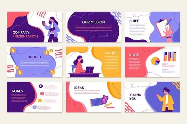 Free vector hand drawn flat design business presentation template