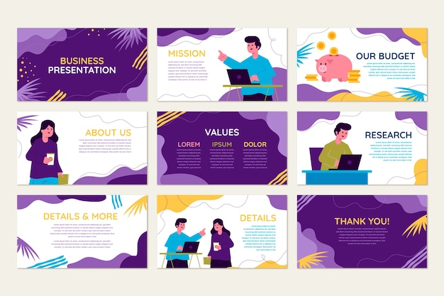 Free vector hand drawn flat design business presentation template