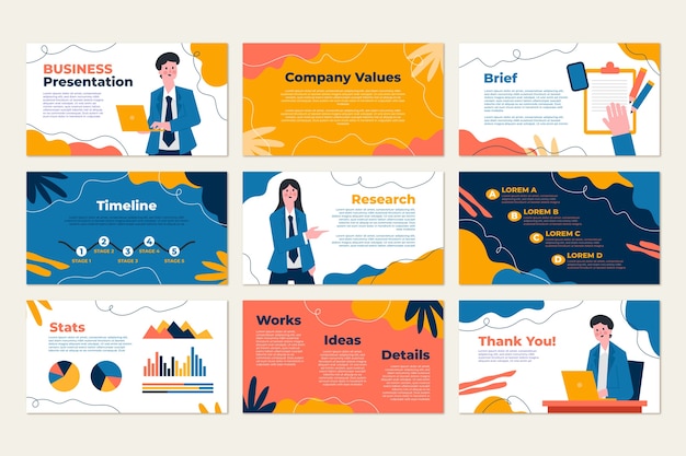 Free vector hand drawn flat design business presentation template