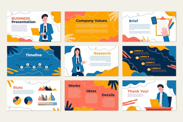 Free Vector hand drawn flat design business presentation template