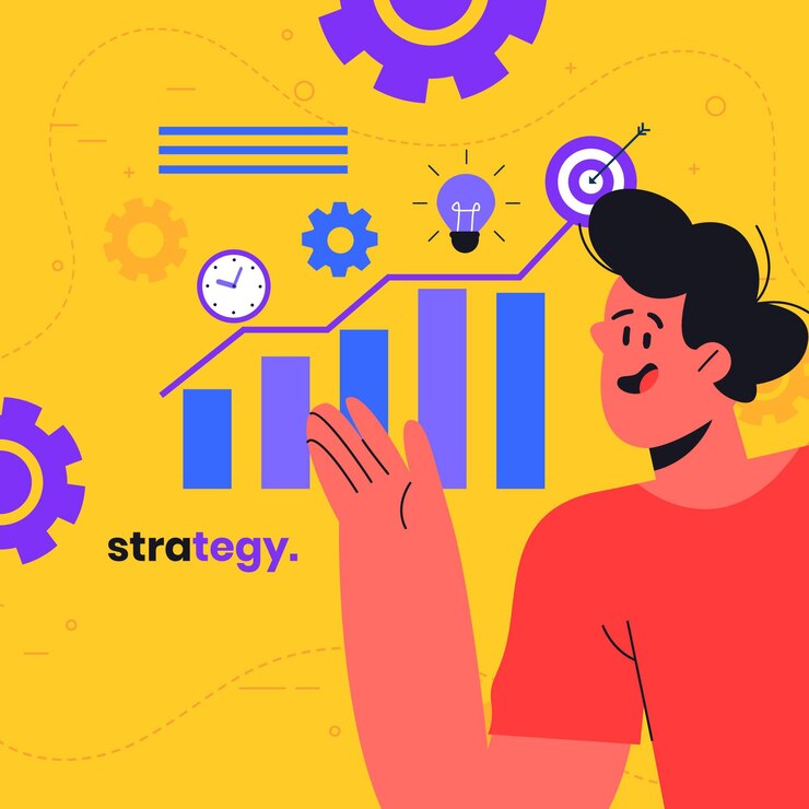 Free Vector hand drawn flat design business strategy concept