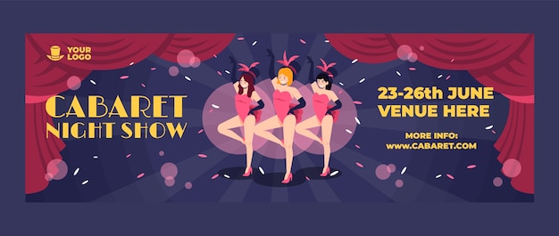 Hand drawn flat design cabaret template