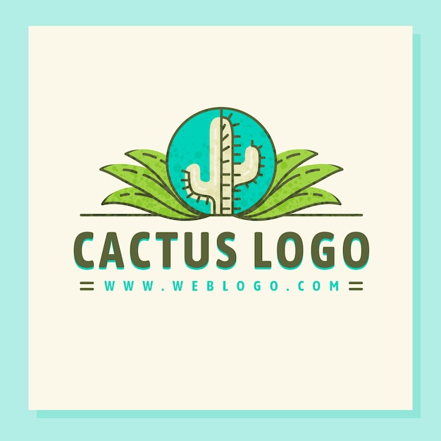 Logo cactus design piatto disegnato a mano