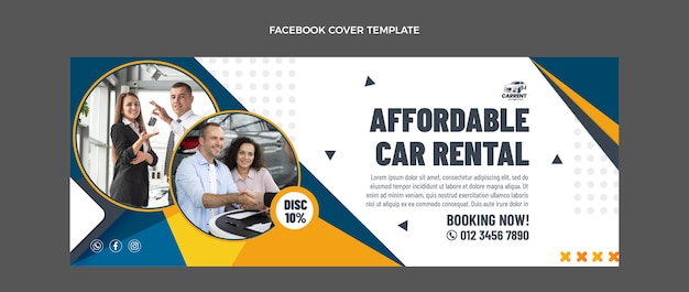 Hand drawn flat design car rental facebook cover