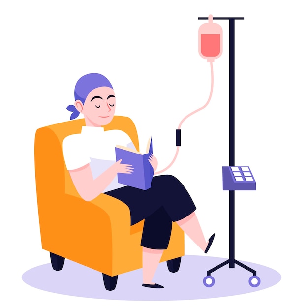 Hand drawn flat design chemotherapy illustration