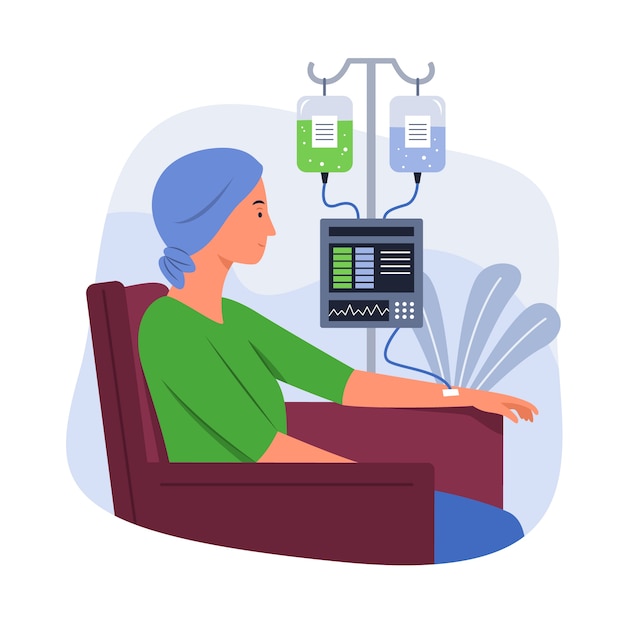 Free vector hand drawn flat design chemotherapy illustration