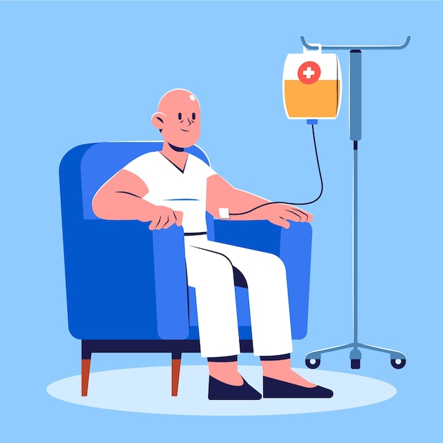 Hand drawn flat design chemotherapy illustration