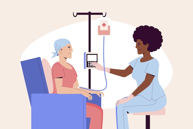 Hand drawn flat design chemotherapy illustration