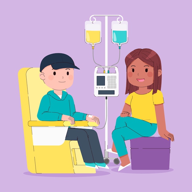 Hand drawn flat design chemotherapy illustration