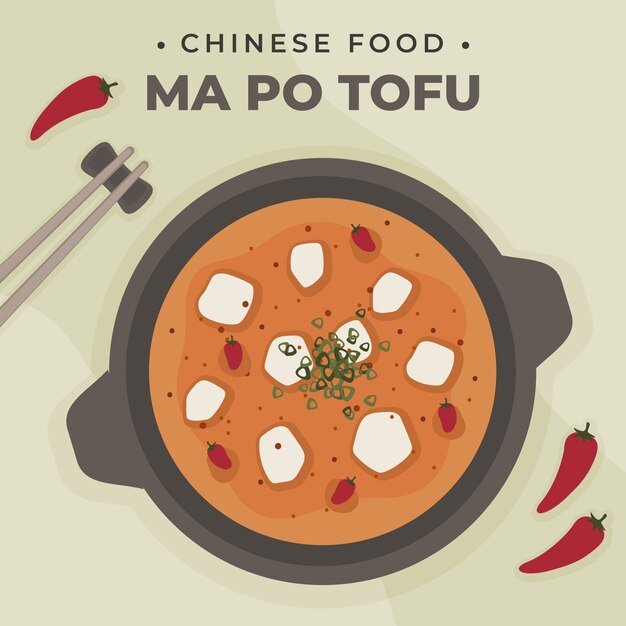 Hand drawn flat design chinese food illustration