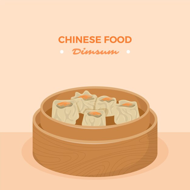 Hand drawn flat design chinese food illustration